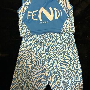 Fendi Blue and White Active Set